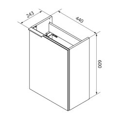 Fackelmann Gäste-WC Waschtischunterschrank rechts SBC 440 x 600 x 243 mm anthrazit/lackiertes Glas Weiß