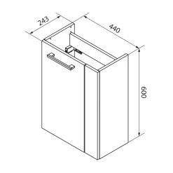 Fackelmann Gäste-WC Waschtischunterschrank links SBC 440 x 600 x 243 mm Sandeiche/Weiß
