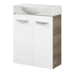 Fackelmann Gäste-WC Waschtischunterschrank SBC 520 x 600 x 243 mm Steinesche/Weiß