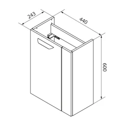 Fackelmann Gäste-WC Waschtischunterschrank links SBC 440 x 600 x 243 mm Steinesche