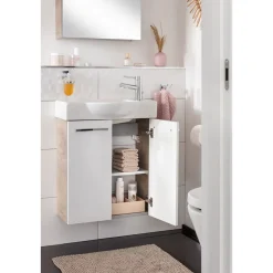 Fackelmann Gäste-WC Waschtischunterschrank SBC 520 x 600 x 243 mm NatureOak/Weiß