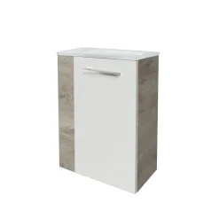 Gäste-WC Waschtischunterschrank rechts SBC 440 x 600 x 243 mm NatureOak/Weiß*Fackelmann Sale