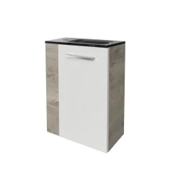 Gäste-WC Waschtischunterschrank rechts SBC 440 x 600 x 243 mm NatureOak/Weiß*Fackelmann Sale