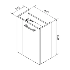 Gäste-WC Waschtischunterschrank rechts SBC 440 x 600 x 243 mm NatureOak/Weiß*Fackelmann Sale