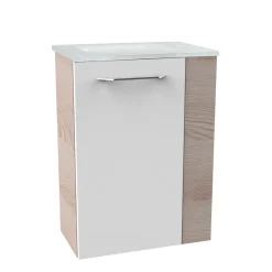 Gäste-WC Waschtischunterschrank links SBC 440 x 600 x 243 mm Alaska-Esche/Weiß^Fackelmann Best