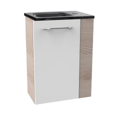 Gäste-WC Waschtischunterschrank links SBC 440 x 600 x 243 mm Alaska-Esche/Weiß^Fackelmann Best