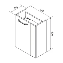 Gäste-WC Waschtischunterschrank links SBC 440 x 600 x 243 mm Alaska-Esche/Weiß^Fackelmann Best