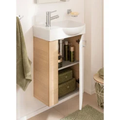 Fackelmann Gäste-WC Waschtischunterschrank rechts SBC 440 x 600 x 243 mm Sandeiche/Weiß