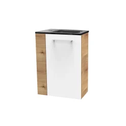 Gäste-WC Waschtischunterschrank rechts SBC 440 x 600 x 243 mm AstEiche/Weiß*Fackelmann