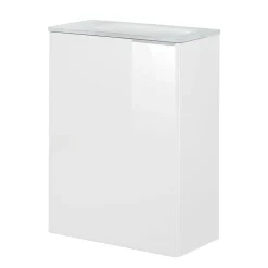 Fackelmann Gäste-WC Waschtischunterschrank links SBC 440 x 600 x 243 mm weiß/lackiertes Glas Weiß
