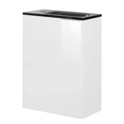 Fackelmann Gäste-WC Waschtischunterschrank links SBC 440 x 600 x 243 mm weiß/lackiertes Glas Weiß