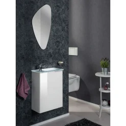 Fackelmann Gäste-WC Waschtischunterschrank links SBC 440 x 600 x 243 mm weiß/lackiertes Glas Weiß