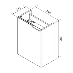 Fackelmann Gäste-WC Waschtischunterschrank links SBC 440 x 600 x 243 mm weiß/lackiertes Glas Weiß