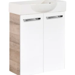 Gäste-WC Waschtischunterschrank SBC 520 x 600 x 243 mm Graueiche/Weiß*Fackelmann New