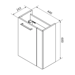 Fackelmann Gäste-WC Waschtischunterschrank links SBC 440 x 600 x 243 mm AstEiche