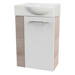 Fackelmann Gäste-WC Waschtischunterschrank rechts SBC 440 x 600 x 243 mm Alaska-Esche/Weiß