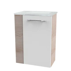 Fackelmann Gäste-WC Waschtischunterschrank rechts SBC 440 x 600 x 243 mm Alaska-Esche/Weiß