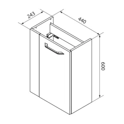Fackelmann Gäste-WC Waschtischunterschrank rechts SBC 440 x 600 x 243 mm Alaska-Esche/Weiß