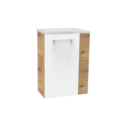 Gäste-WC Waschtischunterschrank links SBC 440 x 600 x 243 mm AstEiche/Weiß*Fackelmann Sale