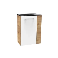 Gäste-WC Waschtischunterschrank links SBC 440 x 600 x 243 mm AstEiche/Weiß*Fackelmann Sale
