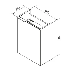 Fackelmann Gäste-WC Waschtischunterschrank rechts SBC 440 x 600 x 243 mm weiß/lackiertes Glas Weiß