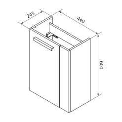 Gäste-WC Waschtischunterschrank links SBC 440 x 600 x 243 mm Graueiche/Weiß*Fackelmann Clearance
