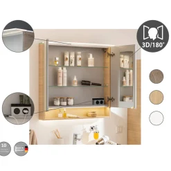Spiegelschrank B.Style 800 x 812 x 153 mm Sandeiche LED*Fackelmann Sale