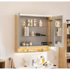 Spiegelschrank B.Style 800 x 812 x 153 mm Sandeiche LED*Fackelmann Sale