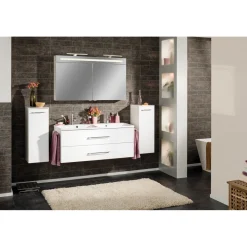 Fackelmann Doppelbecken-Waschtischset B.clever 120 x 51 x 46 cm weiß