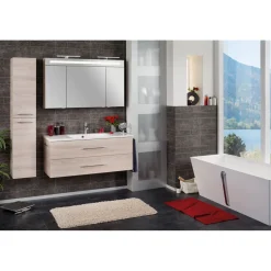 Fackelmann LED-Spiegelschrank B.clever 120 x 71 x 16 cm Alaska-Esche 3 Türen