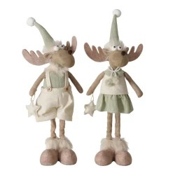 Figur Bruny sortiert Elch 17 x 12 x 45 cm cremeweiß braun hellgrün Textil