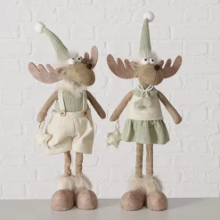 Figur Bruny sortiert Elch 17 x 12 x 45 cm cremeweiß braun hellgrün Textil