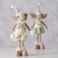 Figur Bruny sortiert Elch 17 x 12 x 45 cm cremeweiß braun hellgrün Textil