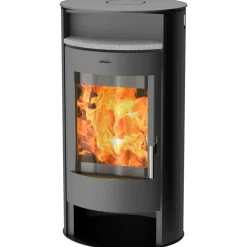 fireplace Kaminofen Borneo 6kWStahl Anschl. oben 150mm