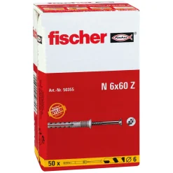 Nageldübel N 6 x 60/30 mm Senkkopf 50 Stück^Fischer