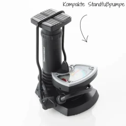 Fuß-Standpumpe mit Manometer und Adapter schwarz^Fischer Bikes