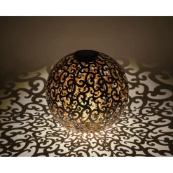 Flector Garten LED-Solar-Dekokugel Orient silber gebürstet Durchmesser 30 cm