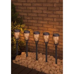 LED-Solarfackel Flame schwarz 5er-Set*Flector Garten Sale