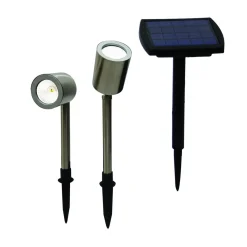 LED-Solar-Spotbeleuchtung Edelstahloptik 2er-Set^Flector Garten Outlet