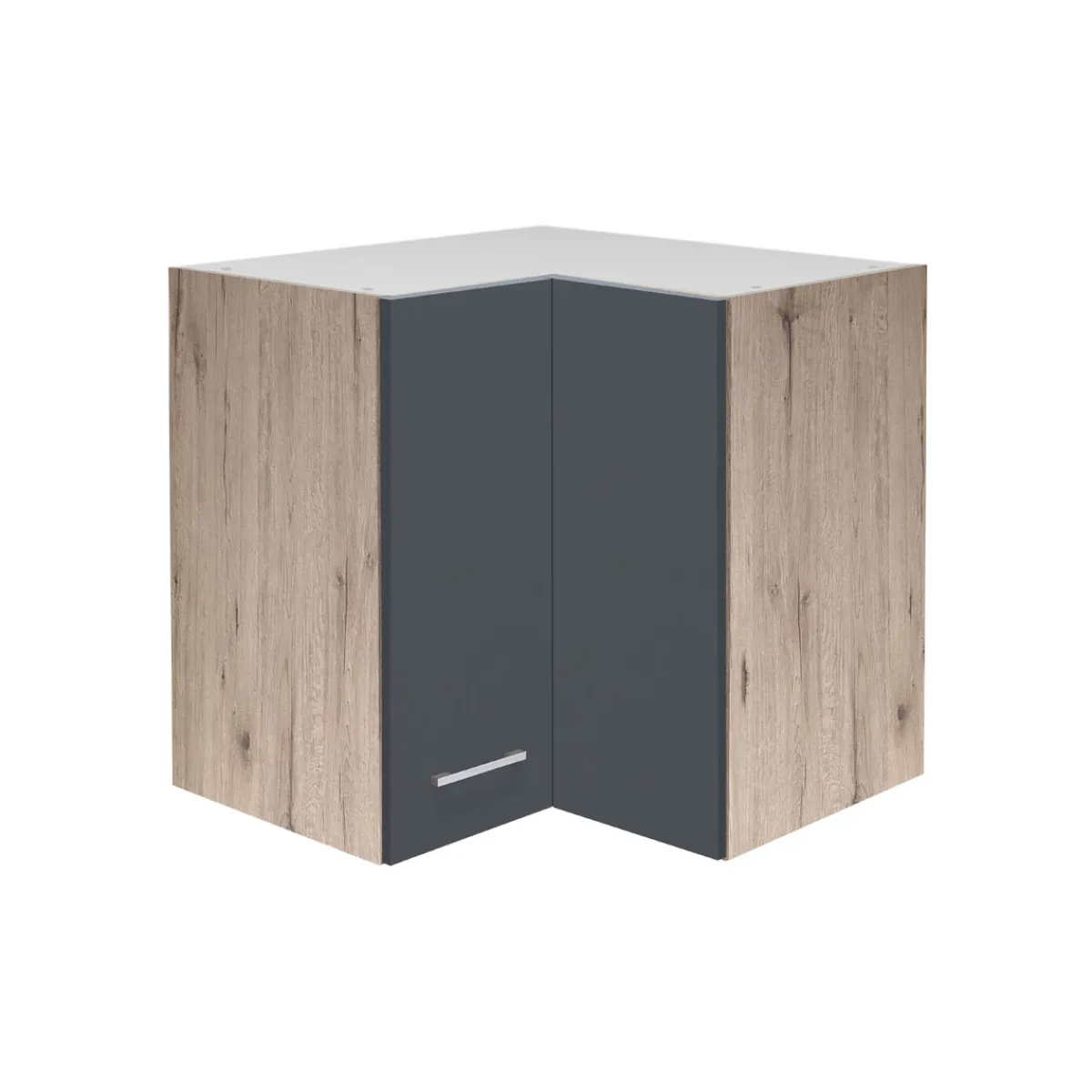 Flex-Well Küchen-Eckoberschrank „Tiago“, 60/60x54,8x32 cm, basaltgrau/San Remo Eiche