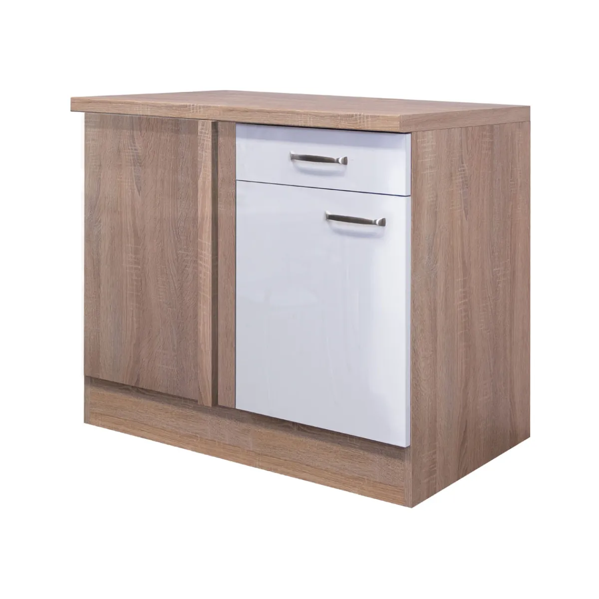 Flex-Well Küchen-Eckunterschrank „Valero“, 110x86x60 cm, weiß/Sonoma Eiche