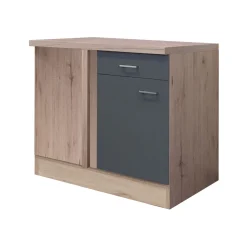 Küchen-Eckunterschrank „Tiago“, 110x85x60 cm, basaltgrau/San Remo Eiche^Flex-Well Best