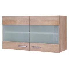 Flex-Well Küchen-Glasoberschrank „Samoa“, 100x54,8x32 cm, Sonoma Eicheoptik