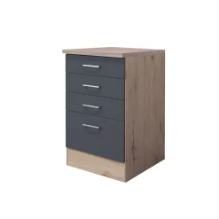 Flex-Well Küchenunterschrank „Tiago“, 50x85x60 cm, basaltgrau/San Remo Eiche