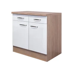 Flex-Well Küchenunterschrank „Valero“, 80x86x60 cm, weiß/Sonoma Eiche