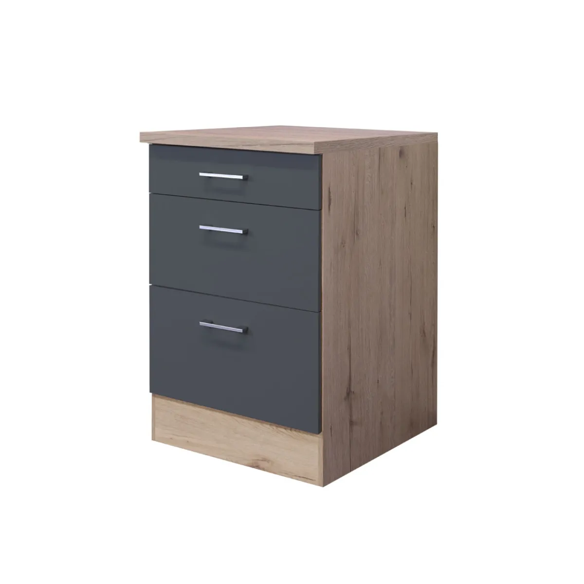 Flex-Well Küchenunterschrank „Tiago“ 60x85x60 cm, basaltgrau/San Remo Eiche