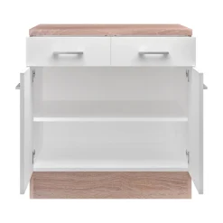 Küchenunterschrank „Samoa“, 80x85x60 cm, weiß/Sonoma Eiche*Flex-Well New