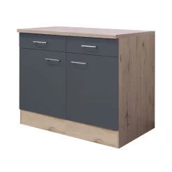 Küchenunterschrank „Tiago", 100x85x60 cm, basaltgrau/San Remo Eiche*Flex-Well New