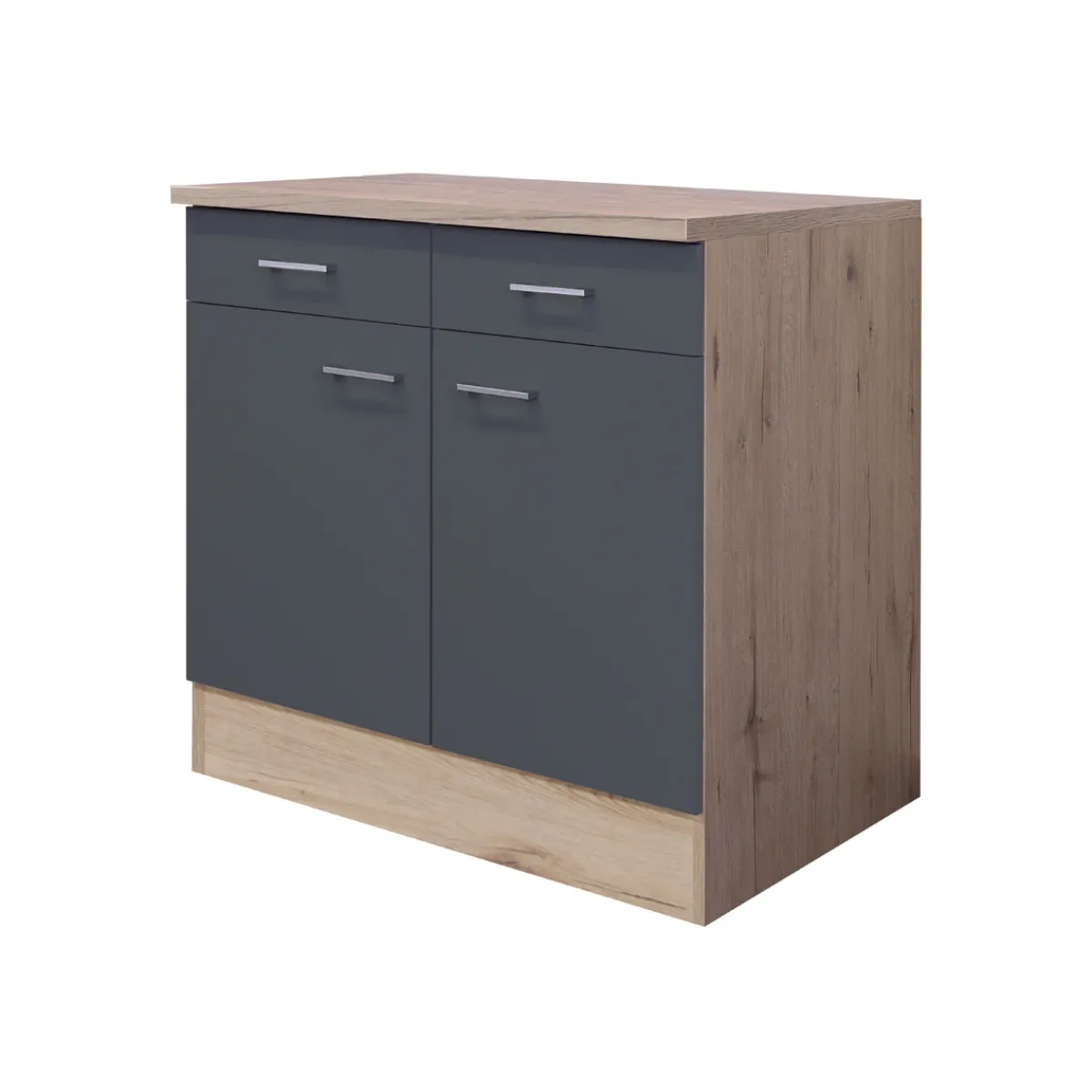 Küchenunterschrank „Tiago", 80x85x60 cm, basaltgrau/San Remo Eiche^Flex-Well New