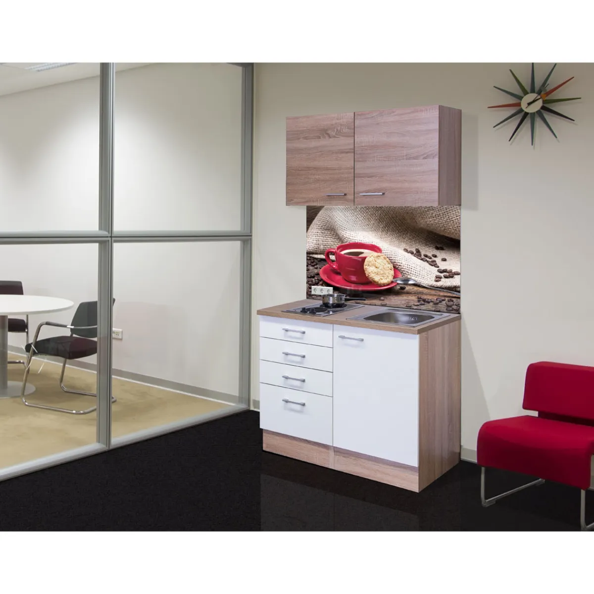 Miniküche „SAMOA 501-000“, 100x60 cm, weiß-sonoma eiche*Flex-Well Hot